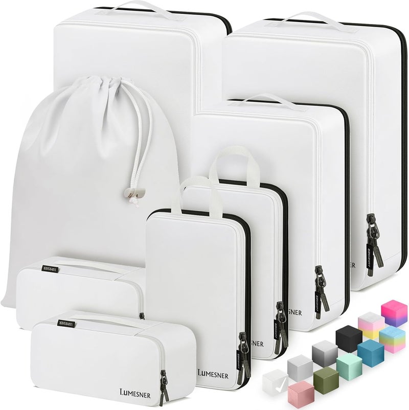Velaybor 8 Set Compression Packing Cubes for Travel, Waterproof Luggage Organizers, Suitcase Organizer Set for Carry-On & Checked Baggage, Travel Accessories for Men & Women - Image 1